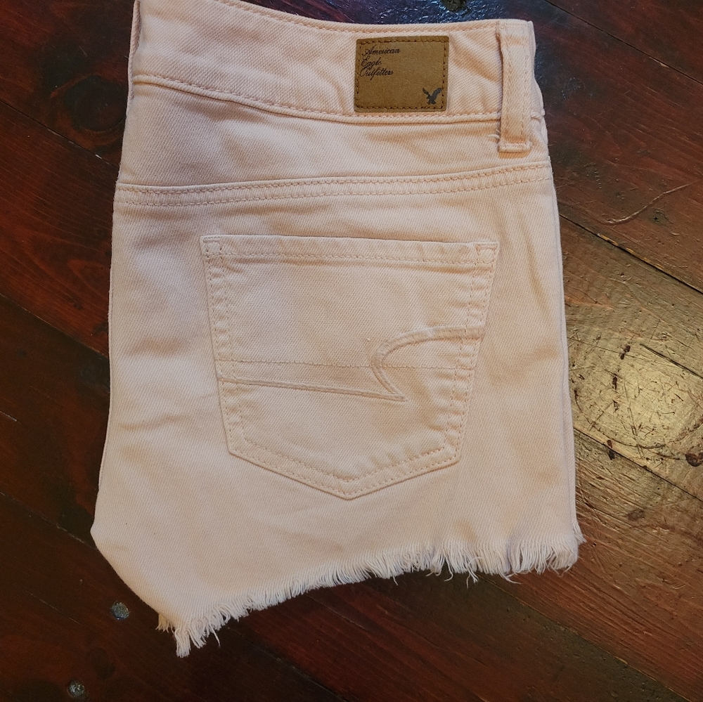 American Eagle Outfitters pink jean shorts size 4 stretch - Picture 3 of 5